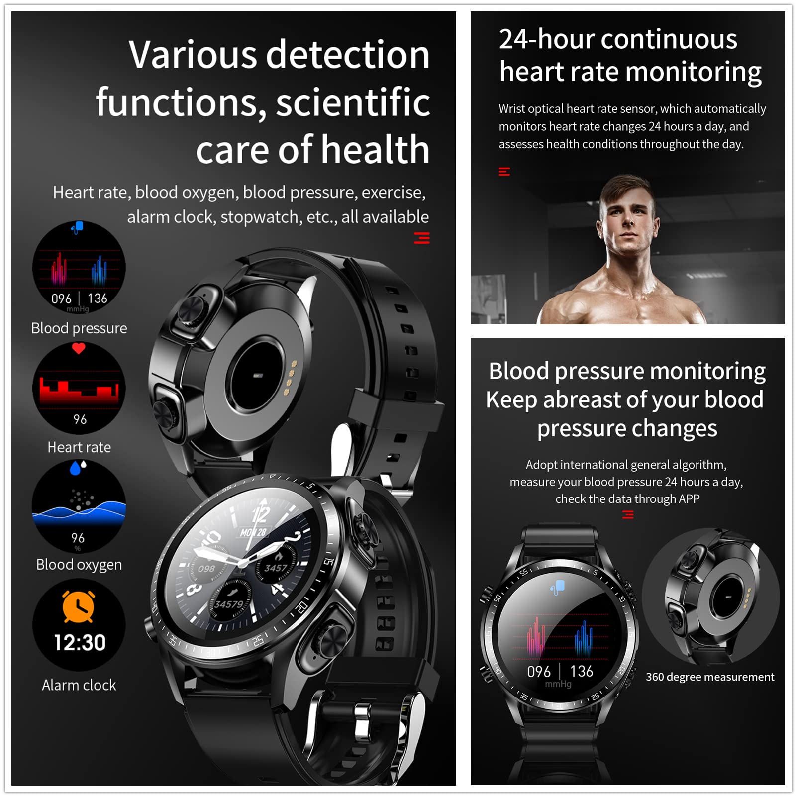 Tuanzi Jm03 2 In 1 Smart Watch With Earbuds 1.28'' Smartwatch Tws Hifi Stereo Wireless Headset Combo Bluetooth Phone Call For An