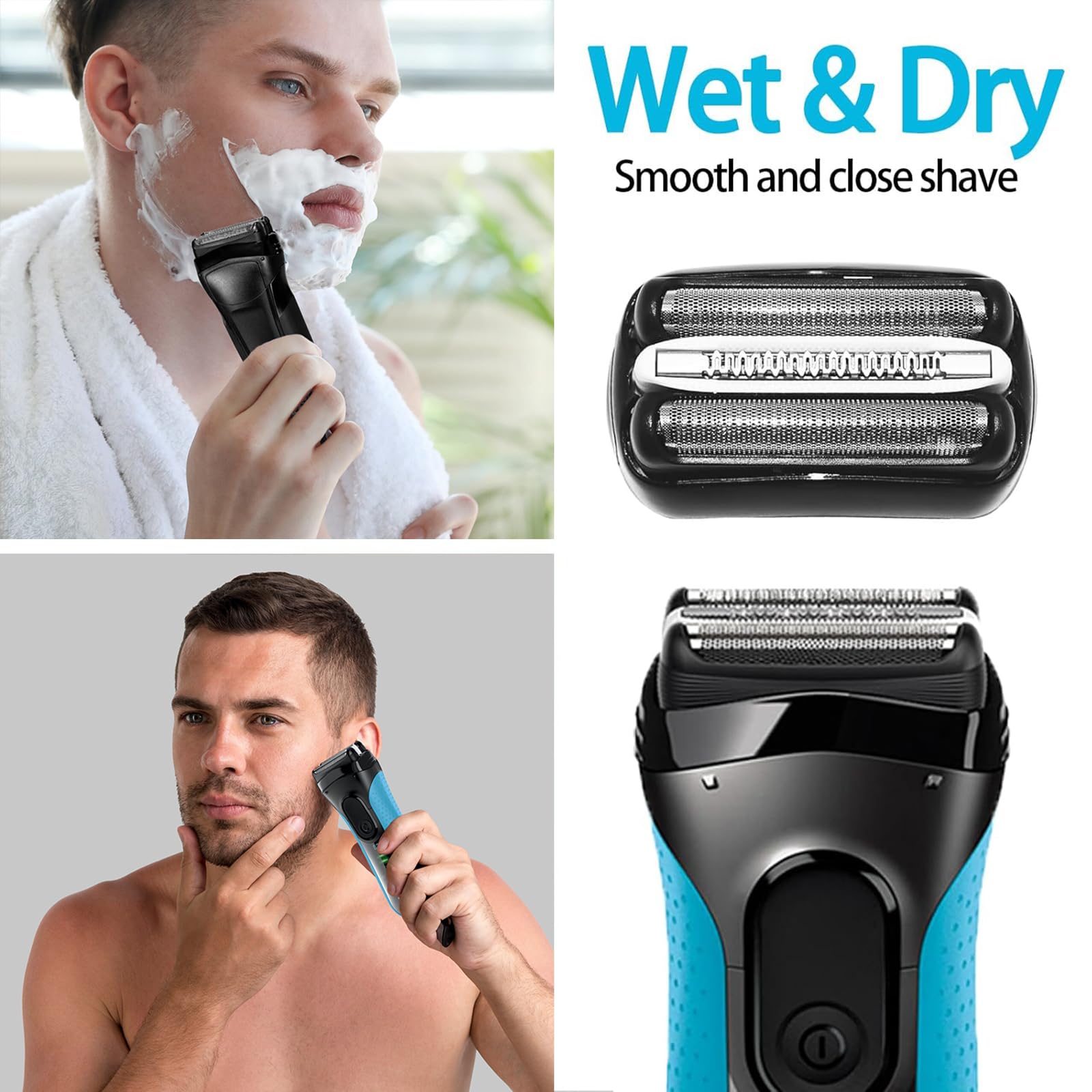 2Pack 32B Series 3 Shaver Replacement Head For Braun S3 Shaver 3040S, Foil & Cutter Shaver Replacement Head For Braun 3000S 3010