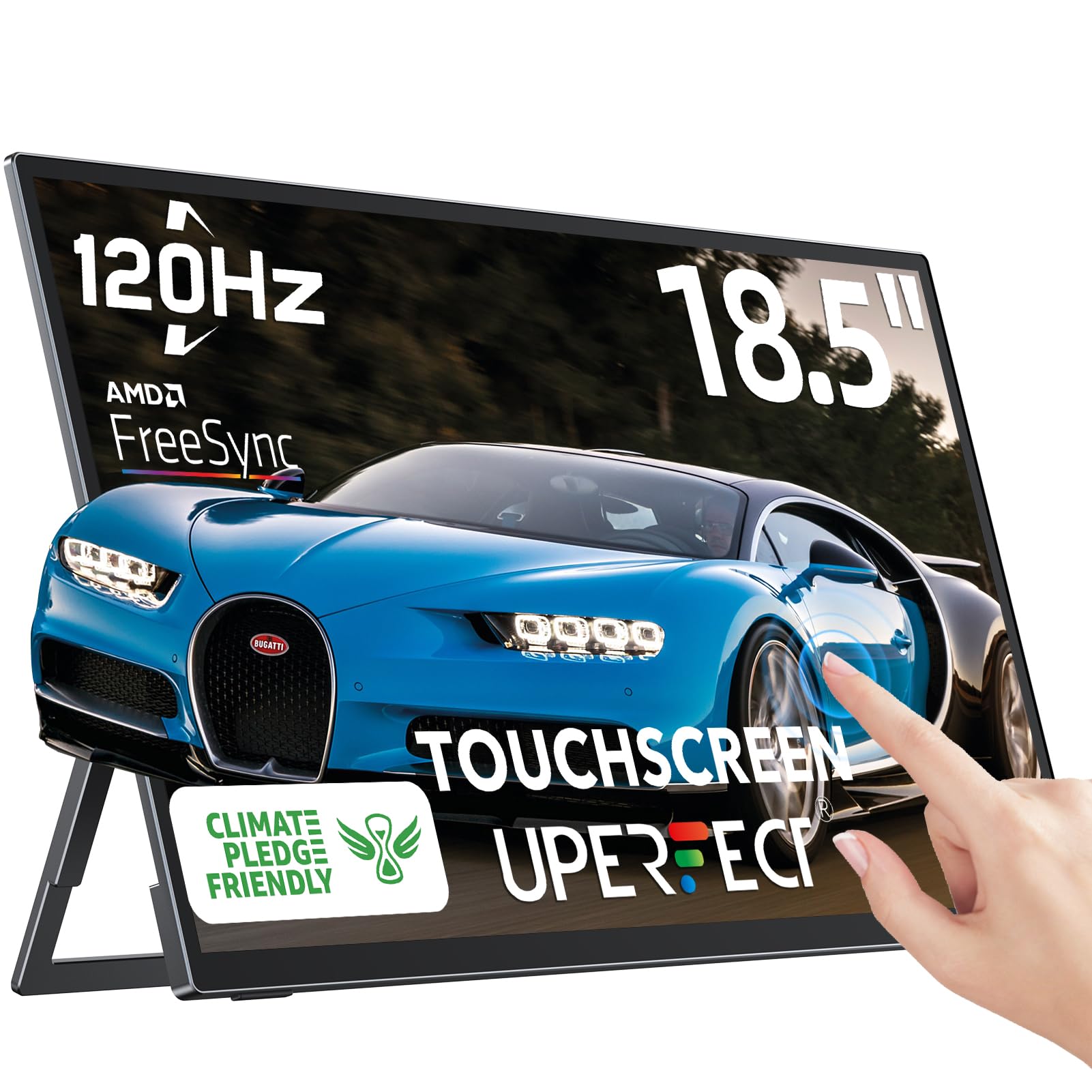 Uperfect 18.5'' Portable Touchscreen 120Hz Monitor W/Vesa & 180 Adjustable Stand, Ultra Slim & Lightweight Fhd Freesync Ips Hdr
