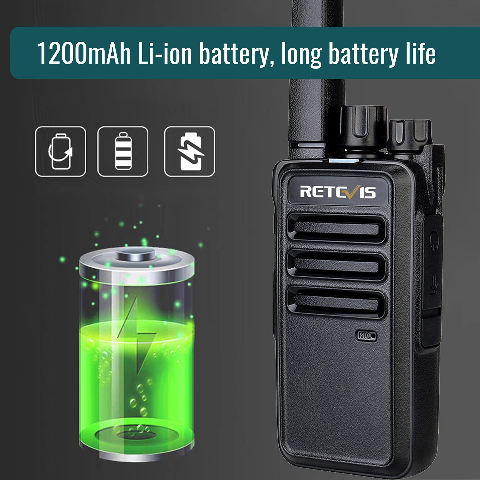 Retevis Rt68 Walkie Talkies Rechargeable, Portable Two Way Radios 6 Pack With Six Way Multi Gang Charger, Heavy Duty Walkie Talkie For Adults, Hands Free, Long Range, For School Restaurant Farm