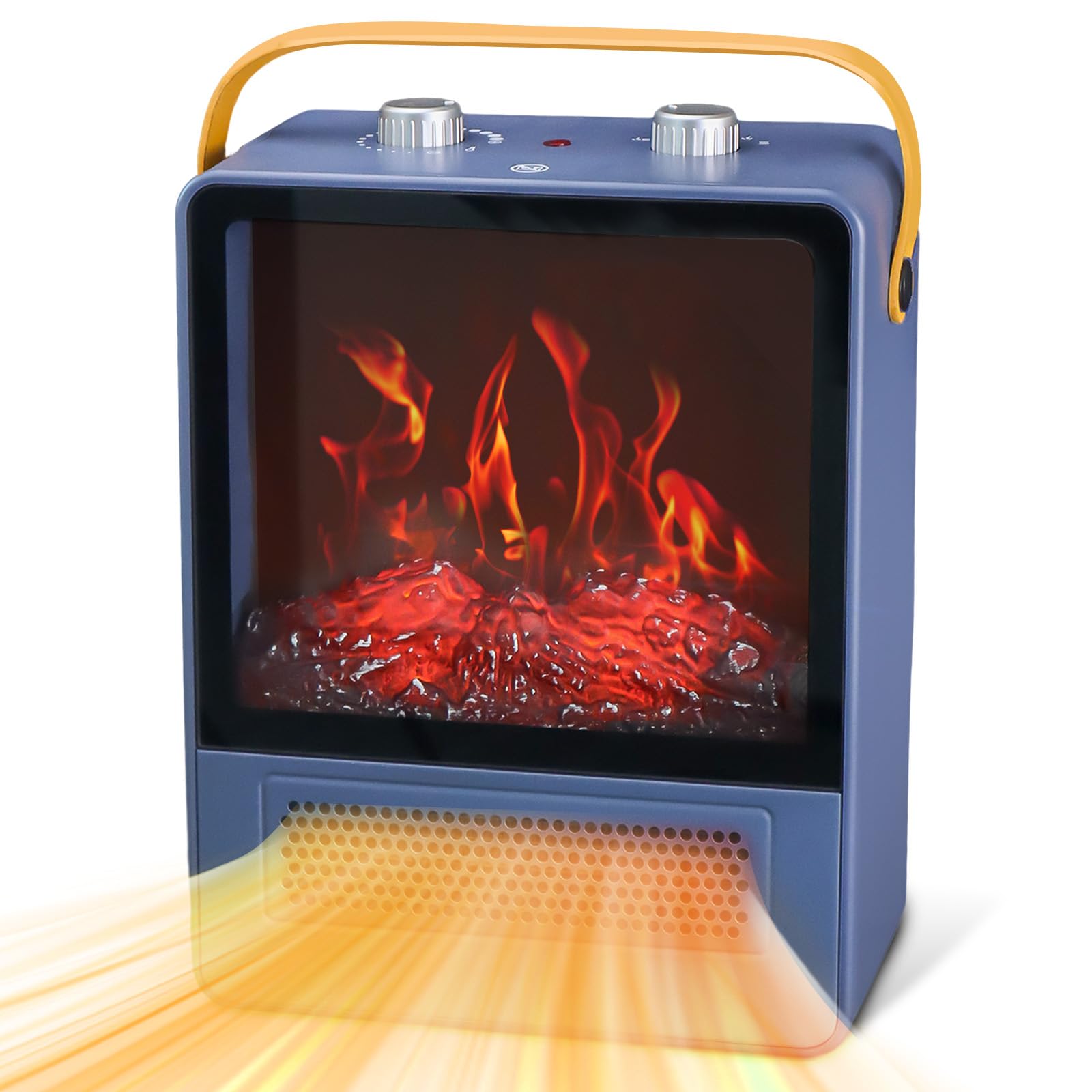 Tempware Electric Fireplace Heater, 1500W Portable Space Heater, Fireplace With Realistic 3D Flame Effect And Overheating Safety