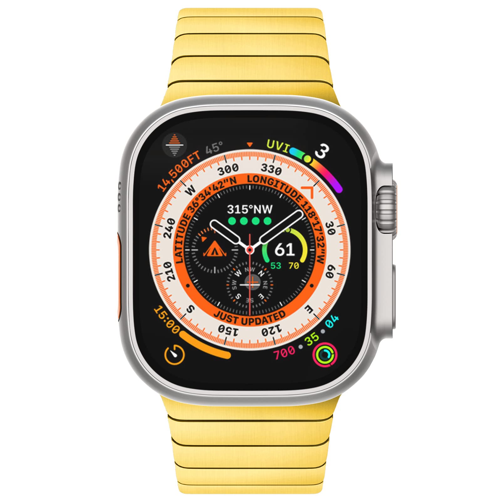 Newways Metal Band Compatible With Apple Watch Ultra 2 Band 49Mm Series 9, Stainless Steel Link Bands, Gold