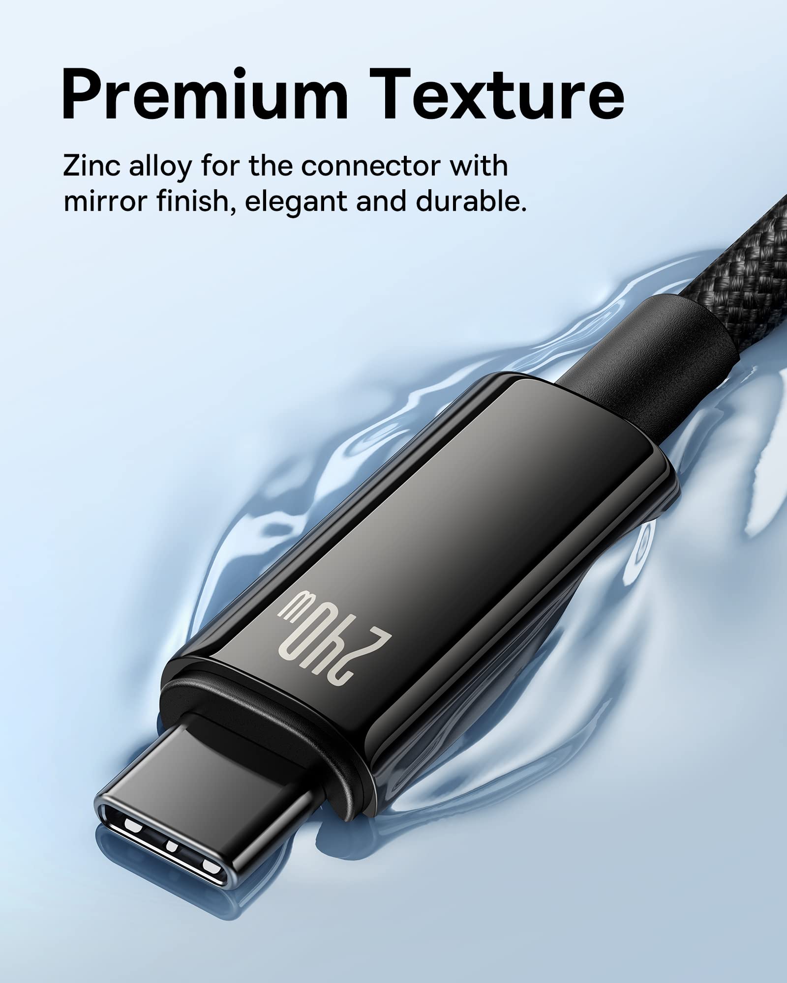Baseus Usb C Cable, 240W Pd 5A Fast Charging Usb C To Usb C Charger Cable, Zine Alloy Nylon Braided Type C Cable For Iphone 16 15 Pro/Plus/Pro Max, Macbook, Ipad Pro/Mini, Samsung S23/S22+ (3.3Ft)
