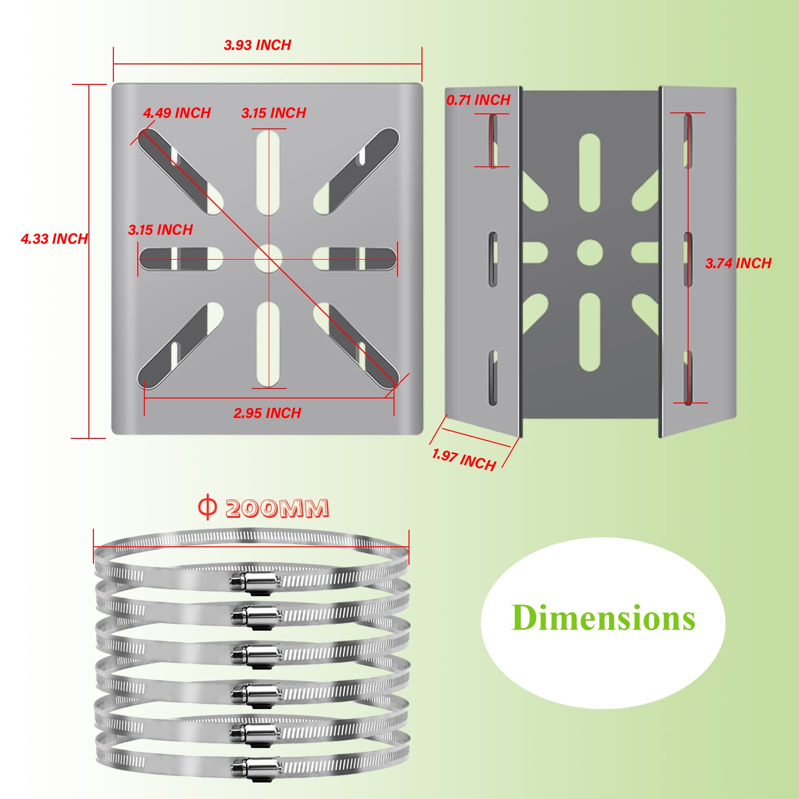 Lighfast 2Pcs Universal Wall Mounting Bracket With 6 Loops, Stainless Steel Vertical Pole Mount Adapter For Cctv Security Camera