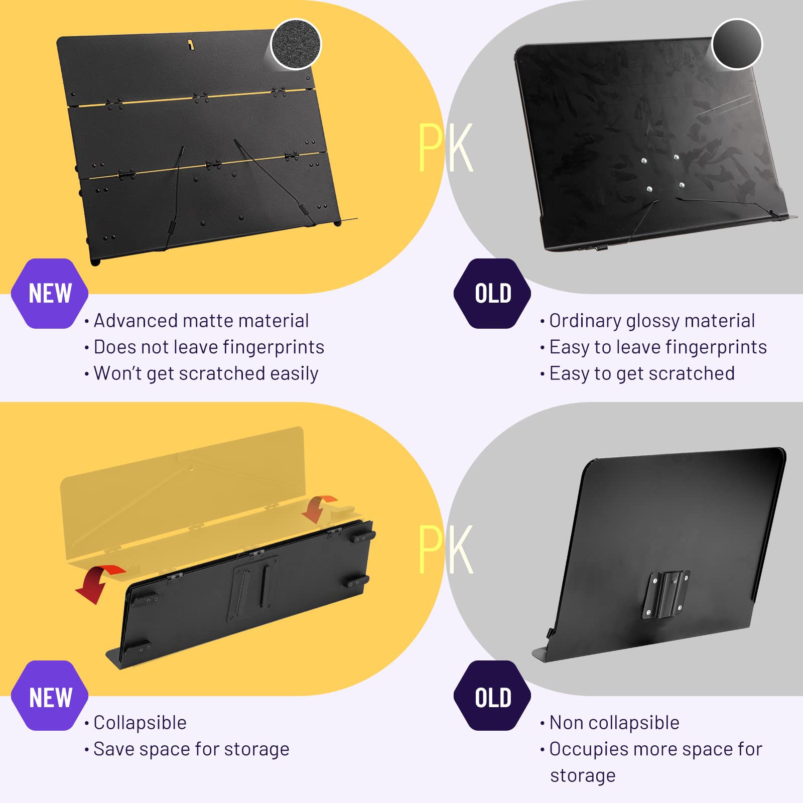 Cahaya Foldable Sheet Music Stand With Tri Fold Panel Portable Music Stand With Carrying Bag Matte Frosted Metal Material Sturdy