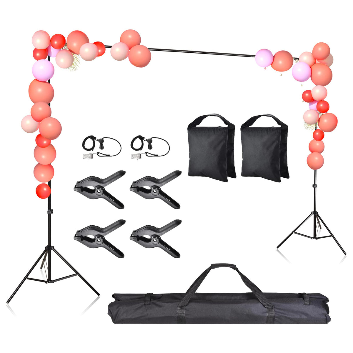 Aw 8.5X10Ft Backdrop Stand Support System With 4X Clamps 2X Clips 2X Sand Bags 1X Carry Bag For Parties Events Photography