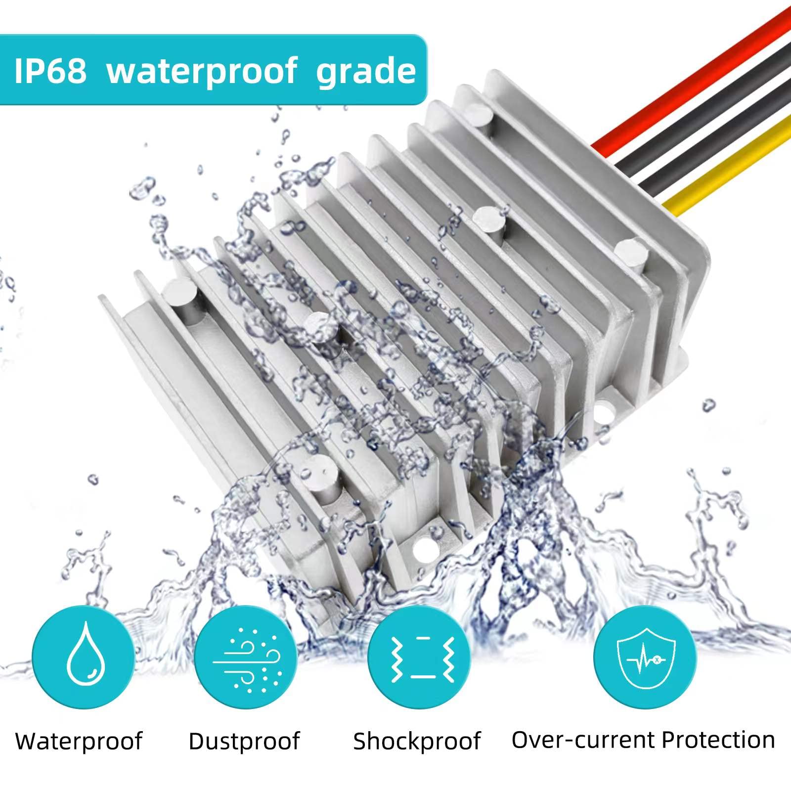 Dc 36V/48V Step Down To 12V 30A 360W Converter Regulator Power Supply Module Buck Transformer, Waterproof Voltage Reducer For Go