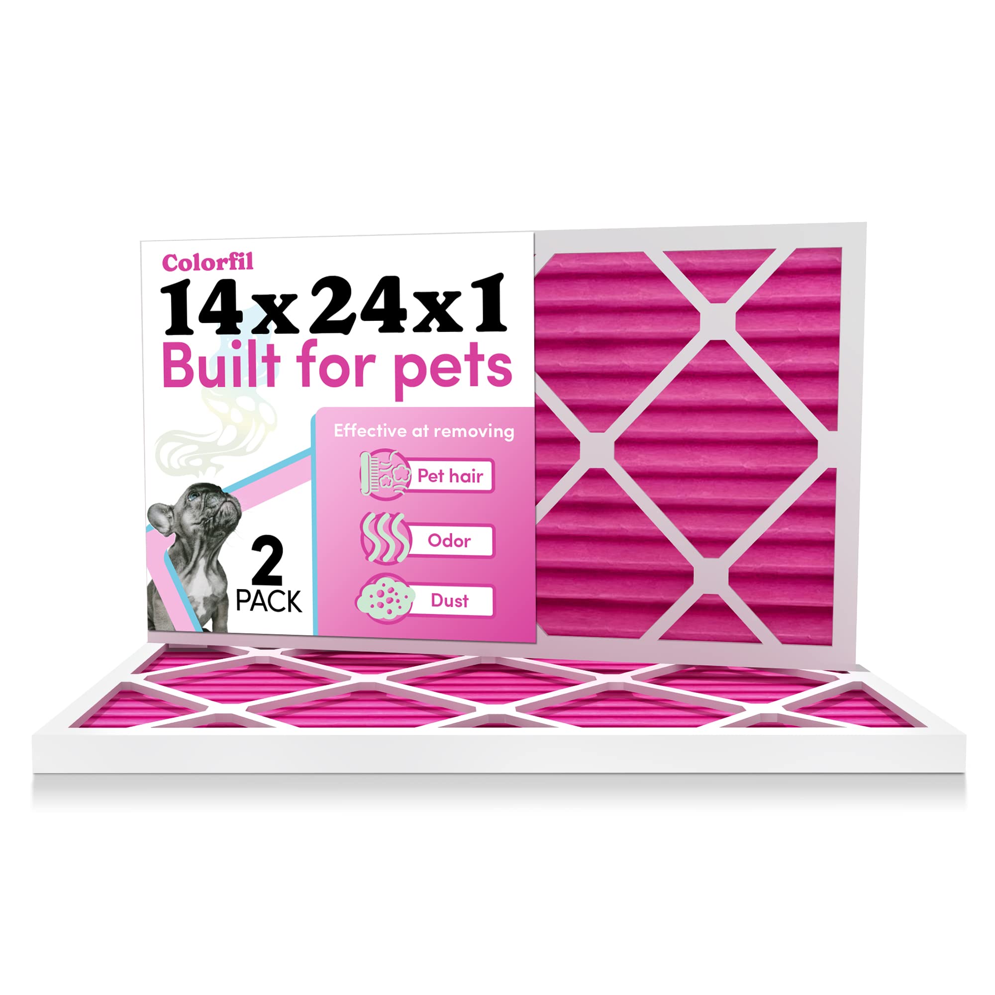 14X24X1 Air Filter By Colorfil | Color Changing Filters For Cat And Dog Odor | Merv 8 Furnace Ac Filter For Pet Hair And Dust |