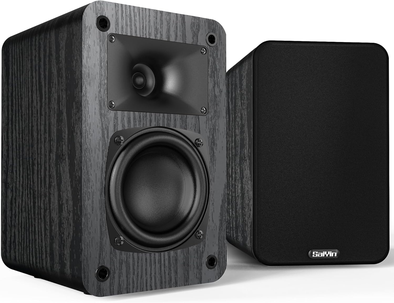 Saiyin Passive Bookshelf Speakers, 2-Way Passive Speakers, 3.5 Woofer & Silk Horn Tweeter, 60Hz Bass for Home/Office/Theater Pai