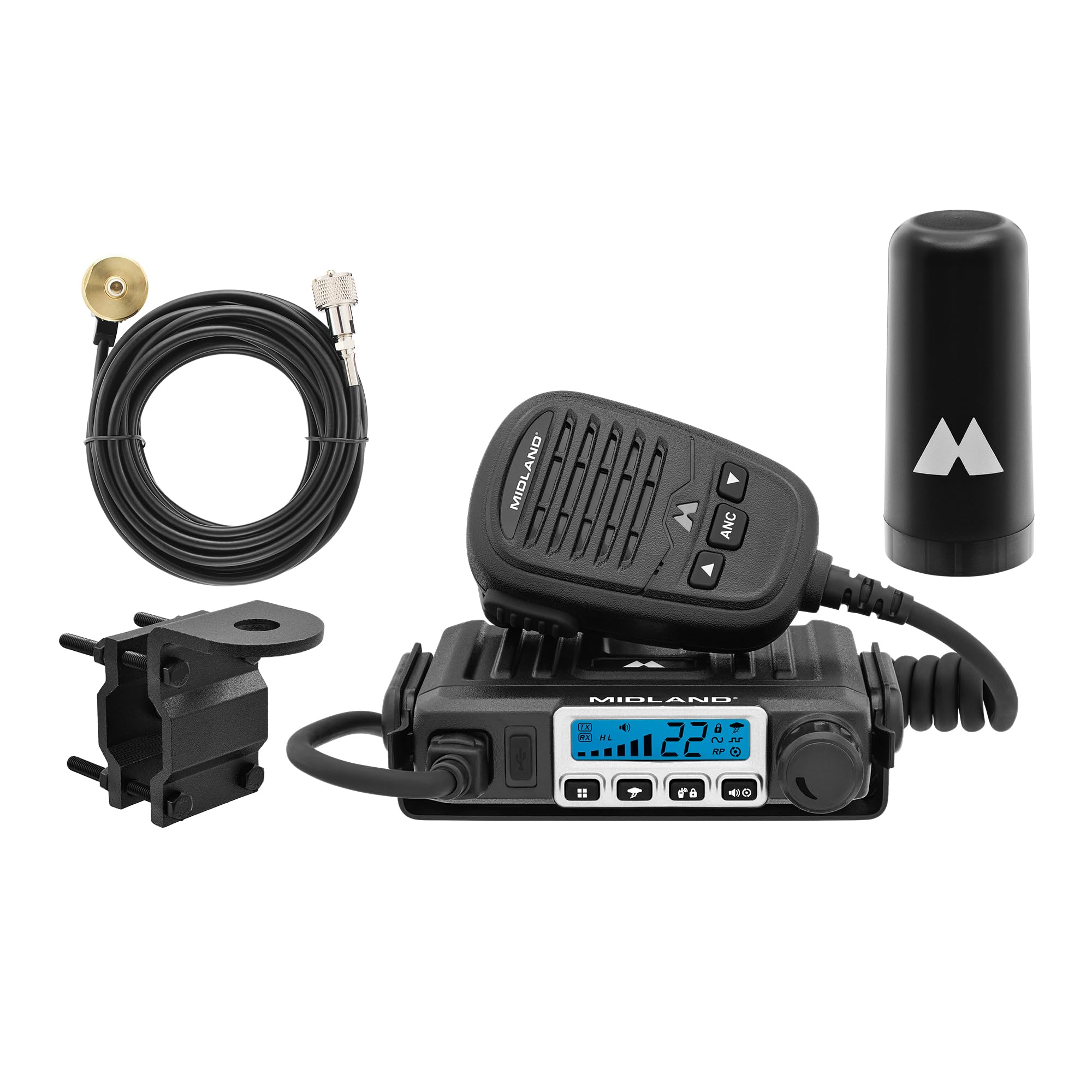 Midland � Mxt115Agvp3   15 Watt Gmrs Micromobile Two Way Radio   Off Roading Outdoor Farm Radio   Extended Range 3Db Gain Ghost Antenna, Antenna Cable, Mounting Bracket   Farm Tractor Bundle
