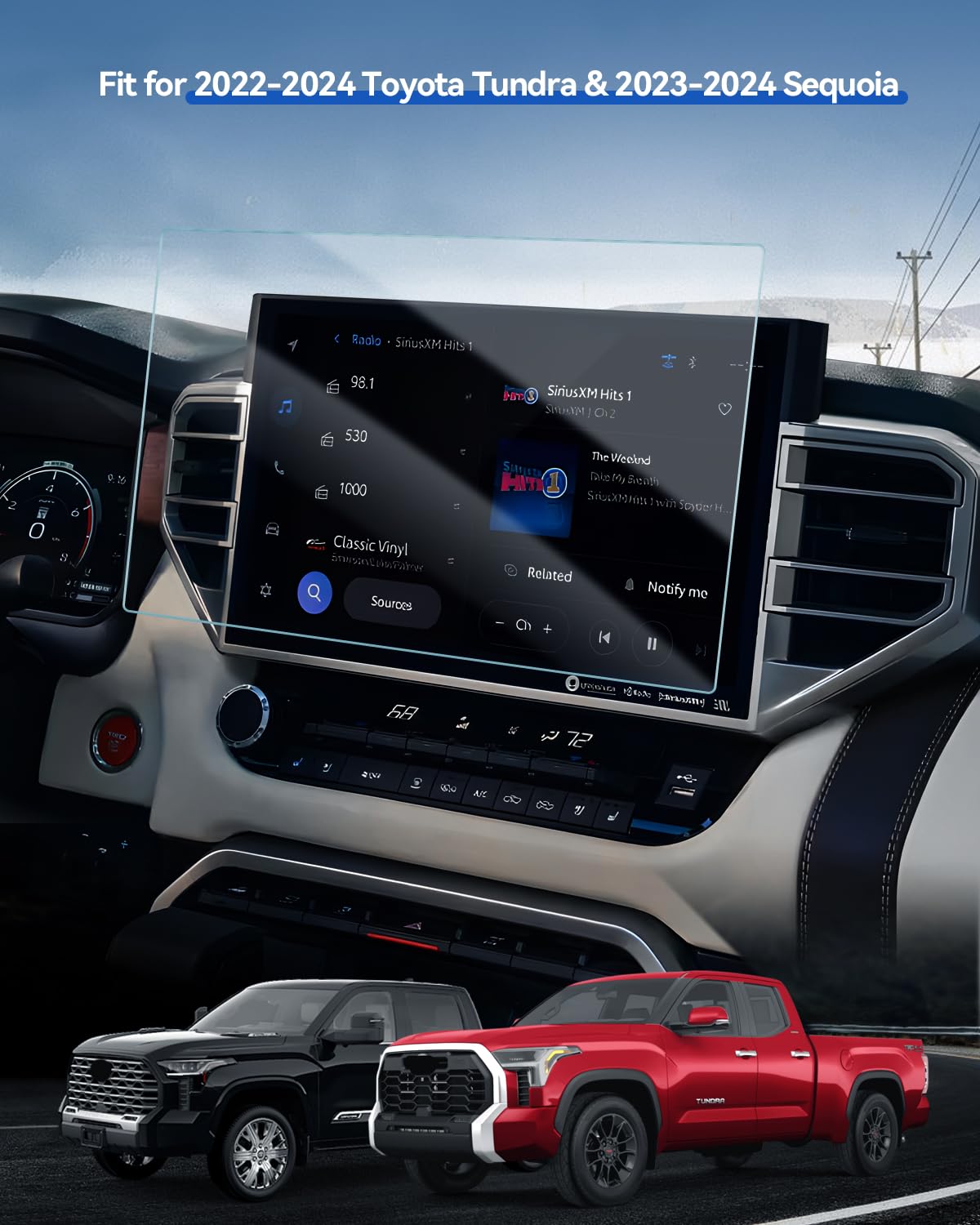 Lantu Matte Screen Protector For 2022 2024 Toyota Tundra & 2023 2024 Sequoia Accessories Tempered Glass Navigation Touchscreen P