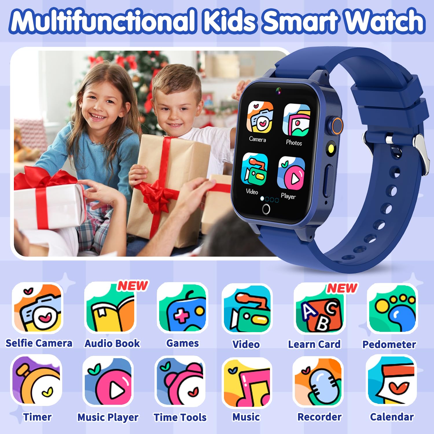 Wiszodet Smart Watch For Kids, Birthday Gift For Kids Age 4-12 Kids Smart Watch Boys With 26 Puzzle Games Hd Camera Video Alarm