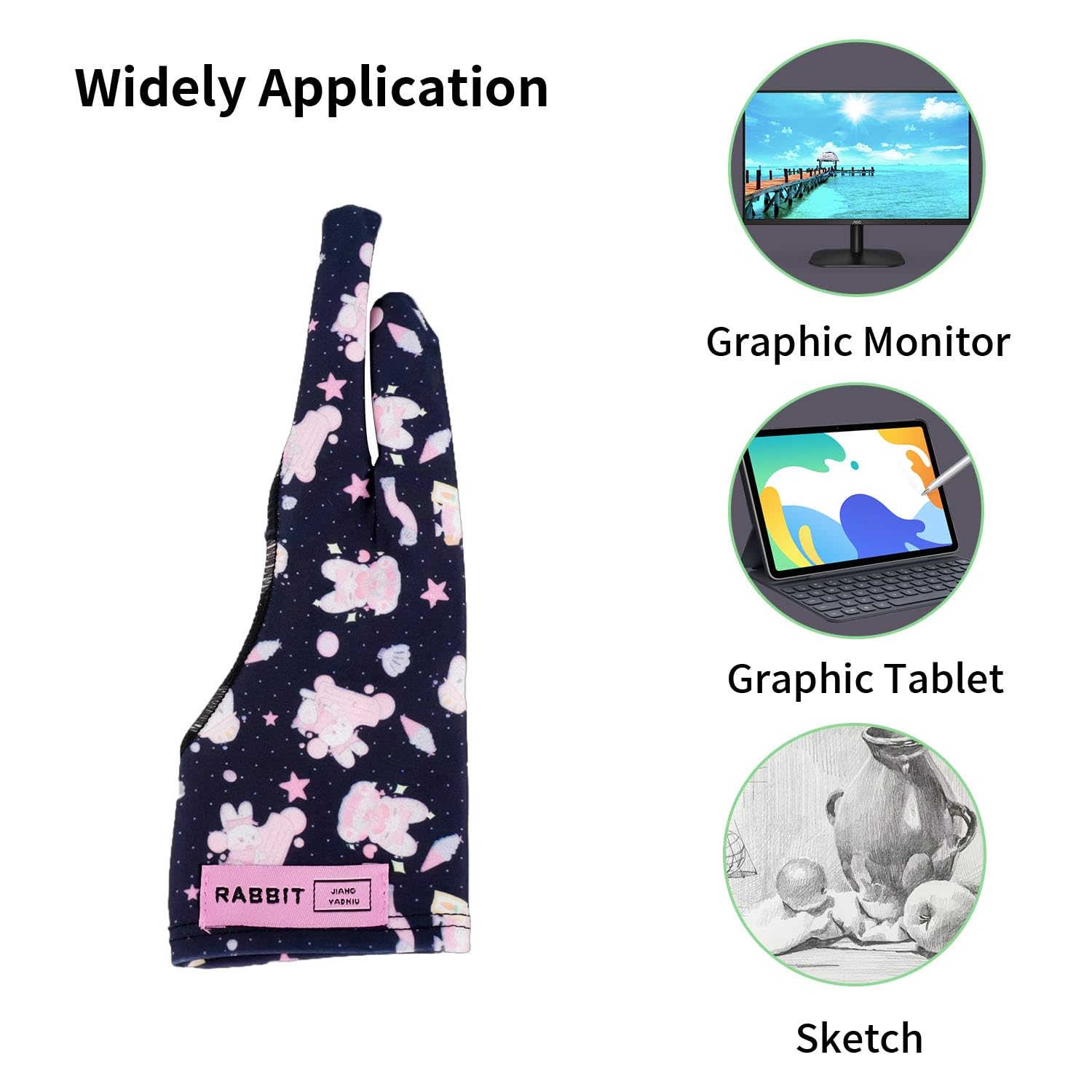 Spaseeba Artist Drawing Glove Art Two Finger Glove Animal Print For Drawing Tablet/Pen Display/Ipad For Right And Left Hand, M B