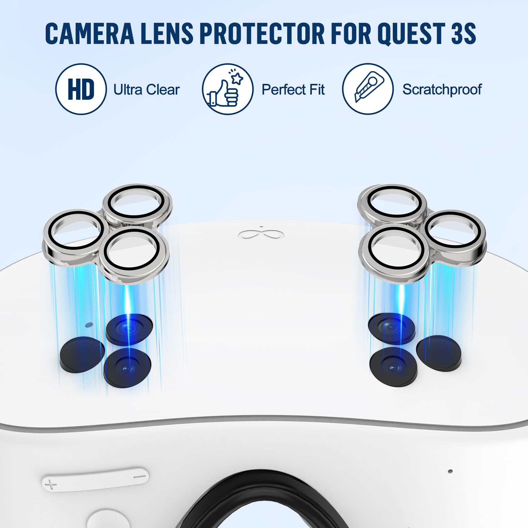 Silicone Cover Set Compatible With Meta/Oculus Quest 3S Accessories, Silicone Face Cover, Controller Grip Cover, Camera Lens Pro