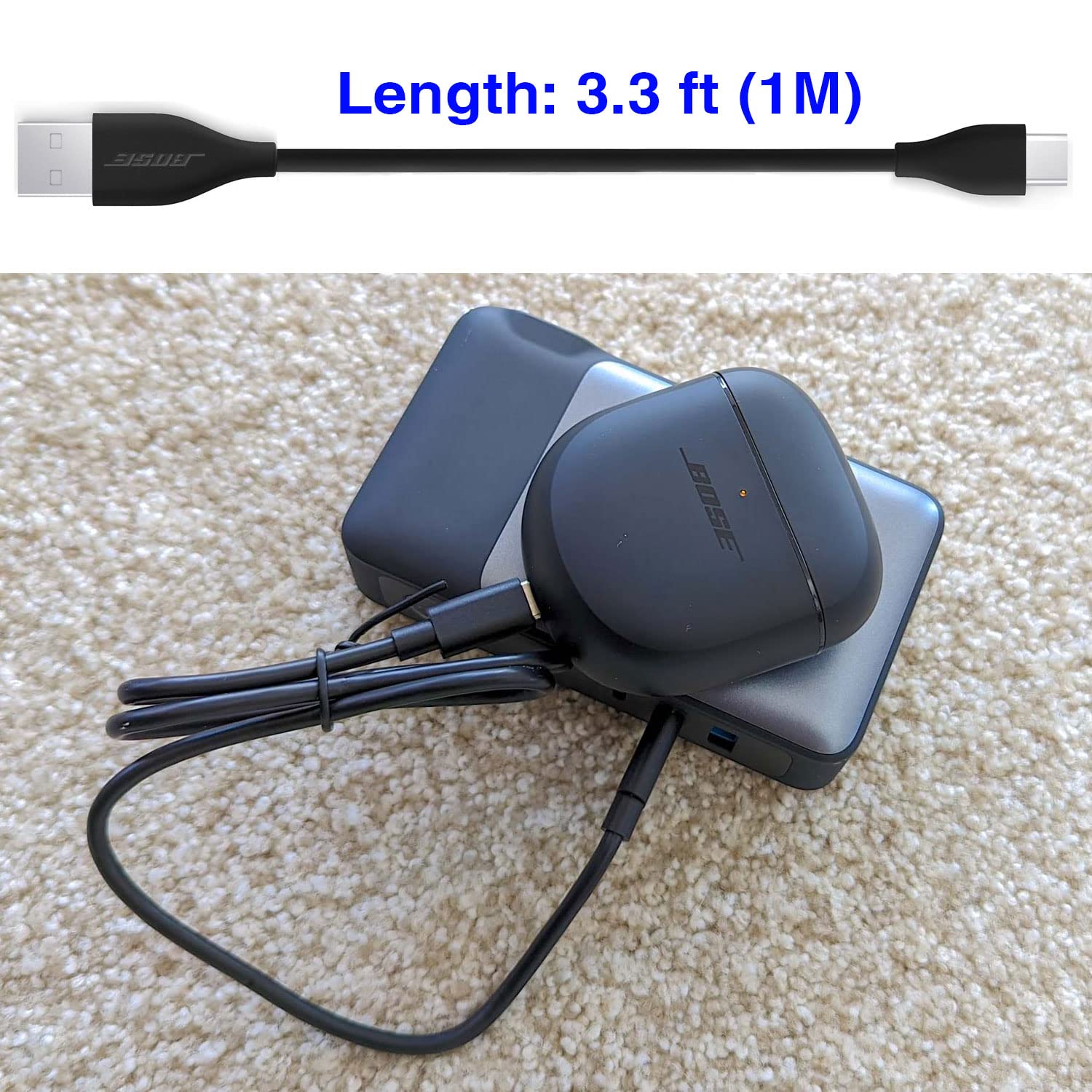 LILIBIN USB C Charger Cable for Bose Headphones & Speakers, Copper, Black, Model 751315223843