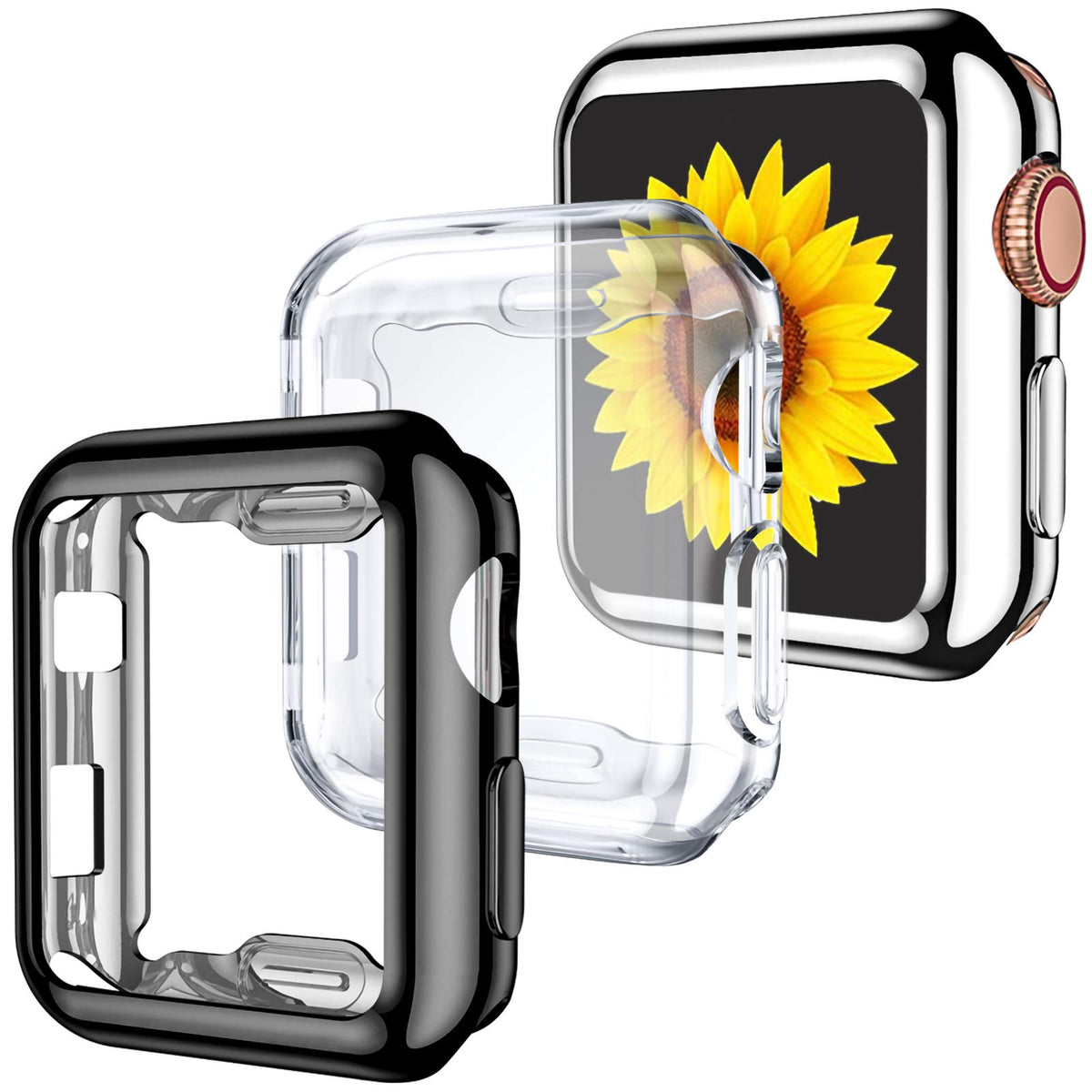 Geak 3 Pack Compatible With Apple Watch Case 42Mm,Soft Hd High Sensitivity Screen Protector Case With Tpu All Around Anti Fall B