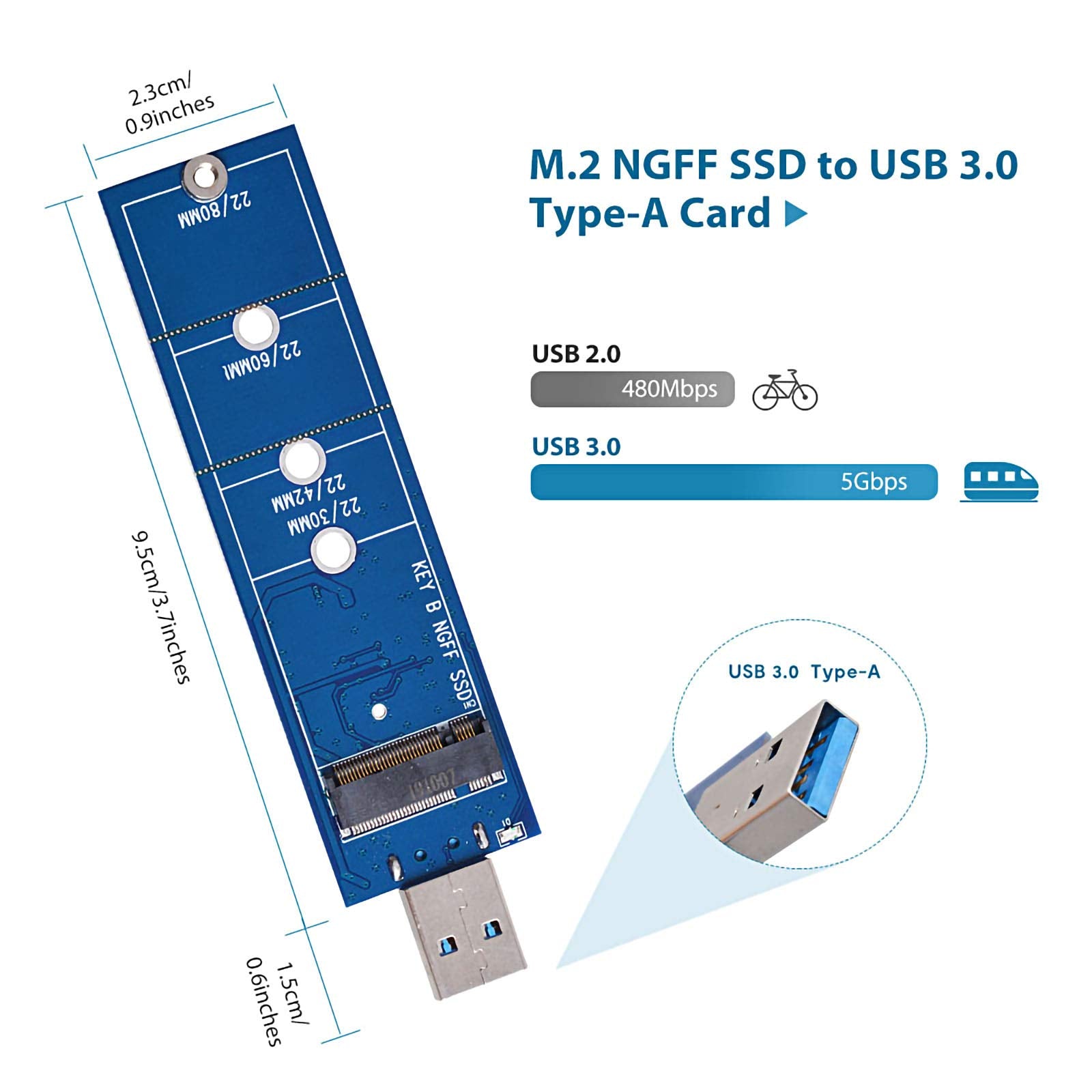 Jesot M.2 To Usb Adapter, B Key M.2 Ssd To Usb 3.0 Reader Card, Ngff Sata Converter Support Sata Based Sdd 2230 2242 2260 2280 N