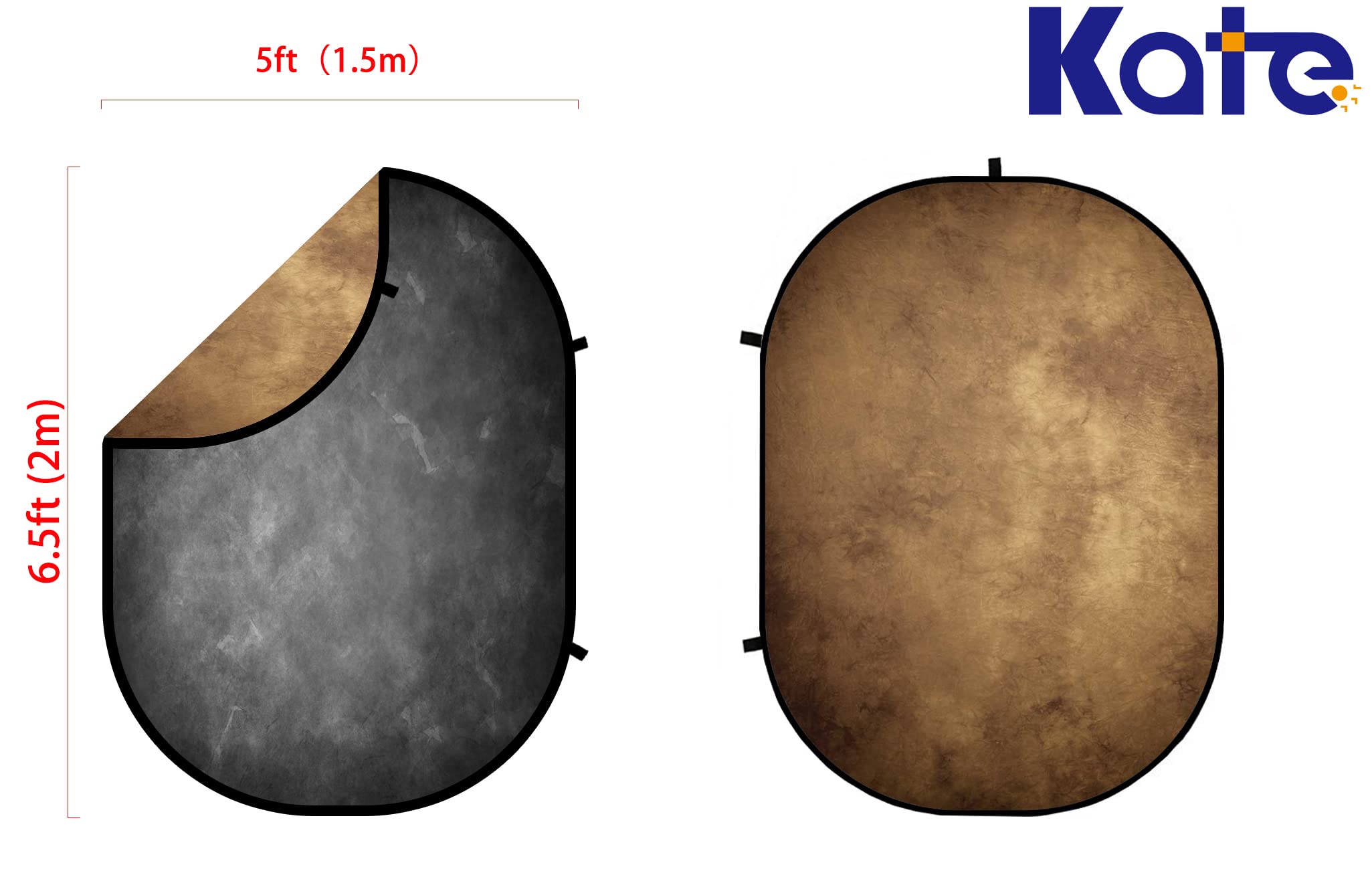 Kate 5X6.5Ft Collapsible Backdrop Pop Up Photo Backdrops Grey Brown Portable Background For Portrait Photography, For Video, For