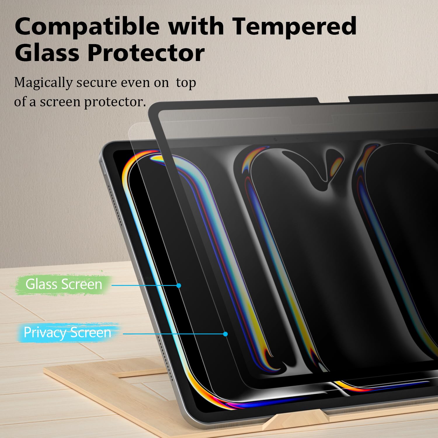 Pys Privacy Screen Protector For Ipad Pro 13 Inch M4 2024, Nano Detachable 30 Degree Privacy Filter, Reusable & Removable, Matte