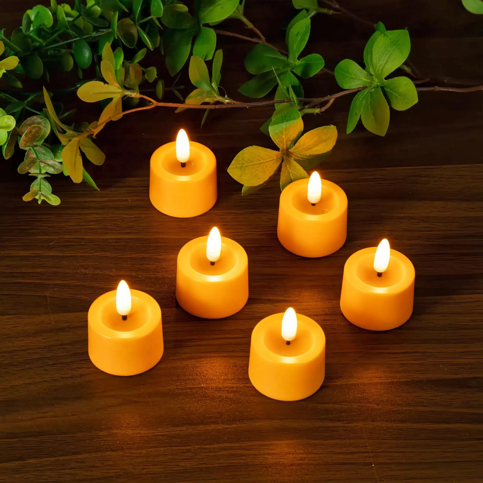 Simplelight Pack Of 12 Flameless Led Tealights Candle   Battery Operated Votive Candles, Orange Color, Battery Included, Timer F