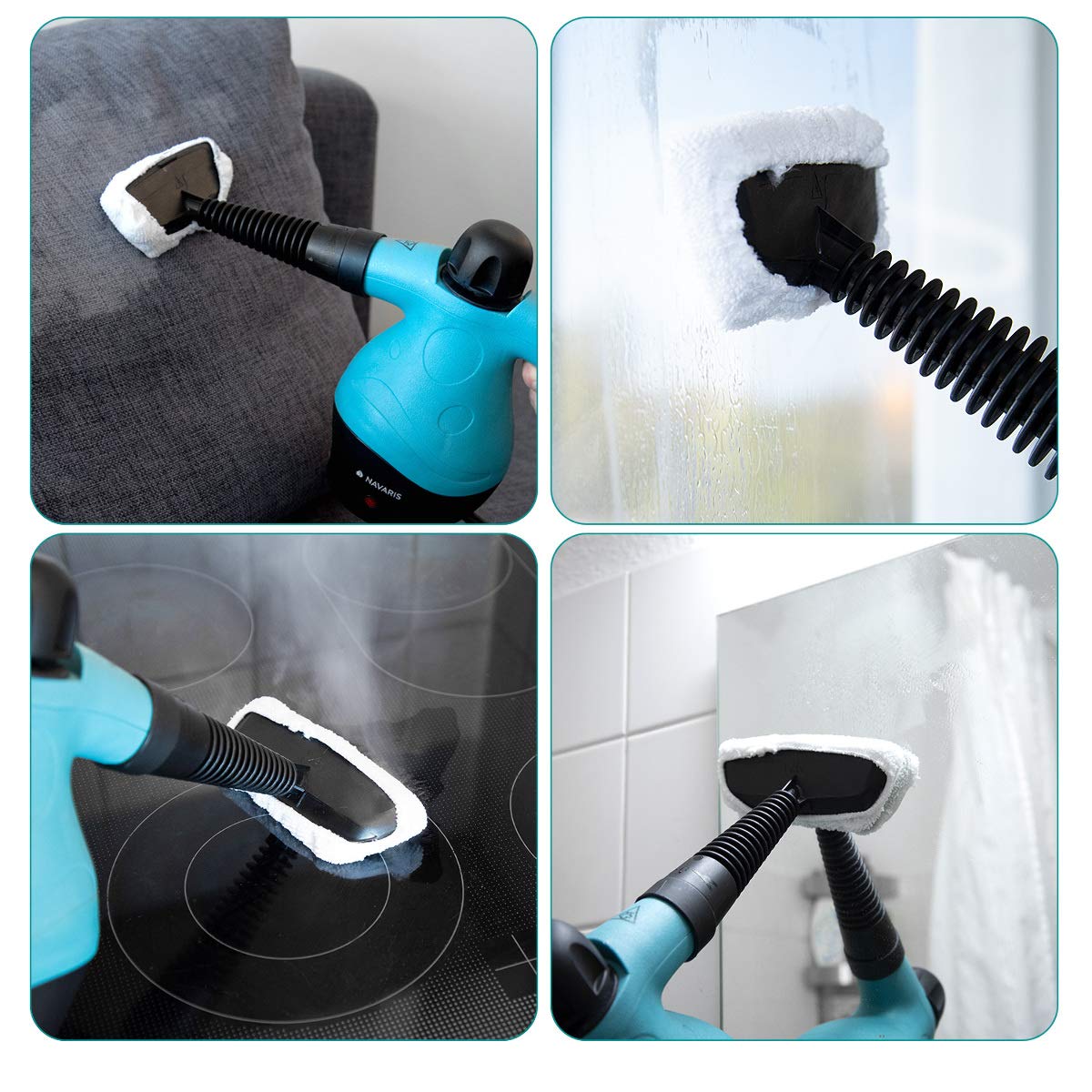 Navaris Microfibre Pads For Steam Cleaner   Set Of 10 Replacement Cloths Handheld Steamer 49454   Washable Wipes For Floor, Wall