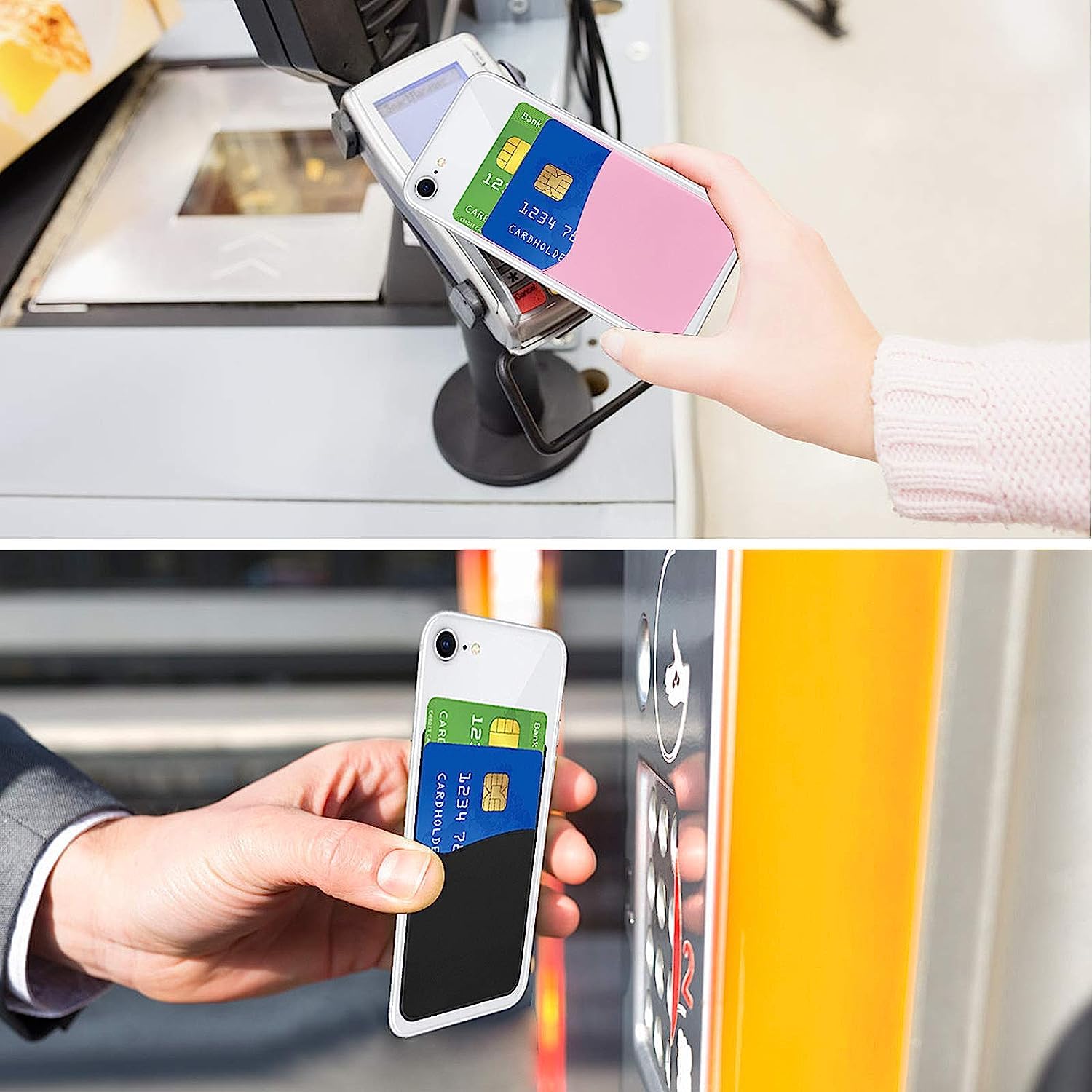 Senose Phone Wallet, Card Holder For Back Of Phone Stick On Phone Cases Great Storage Compatible For Iphone/Android/Samsung Gala