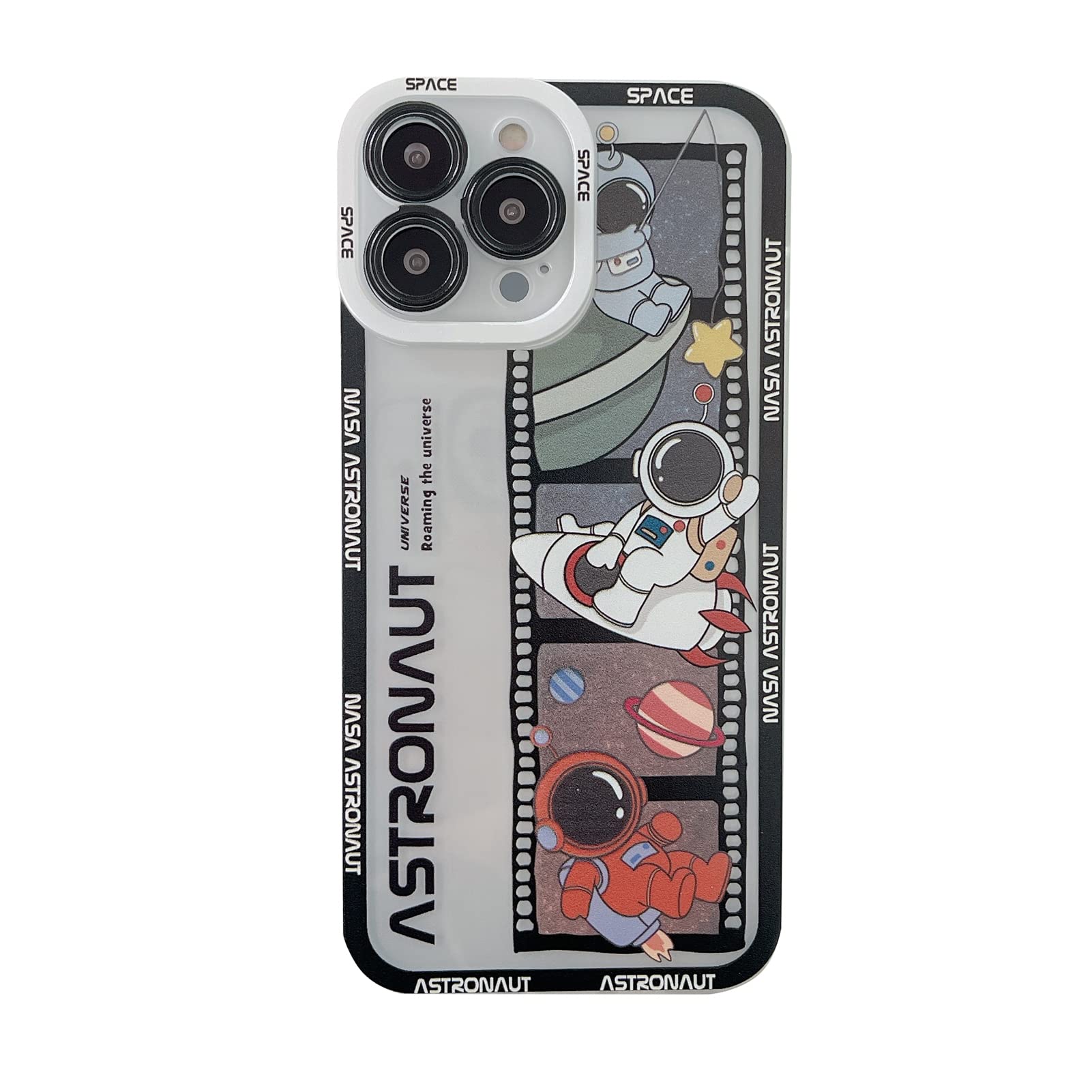 Yonds Queen For Iphone 12 Cute Clear Case, Cool Cartoon Astronaut Space Planet Moon Rocket Design Stylish Soft Tpu Bumper Shockp