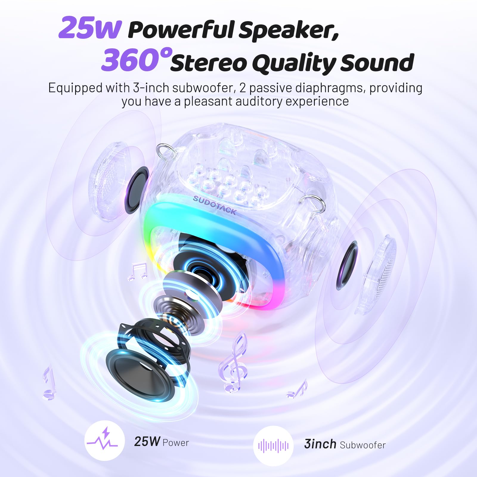 Sudotack Mini Karaoke Machine For Kids, Portable Bluetooth Karaoke Speaker With 2 Wilreless Microphones With Led Lights, Birthda