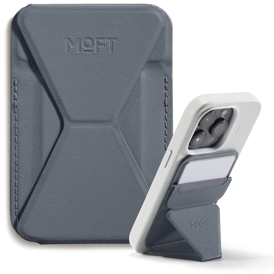 MOFT Magnetic Wallet Stand Compatible with iPhone 16/15/14/13/12 Series, Angle Adjustment MOVAS Phone Stand, Cool Grey