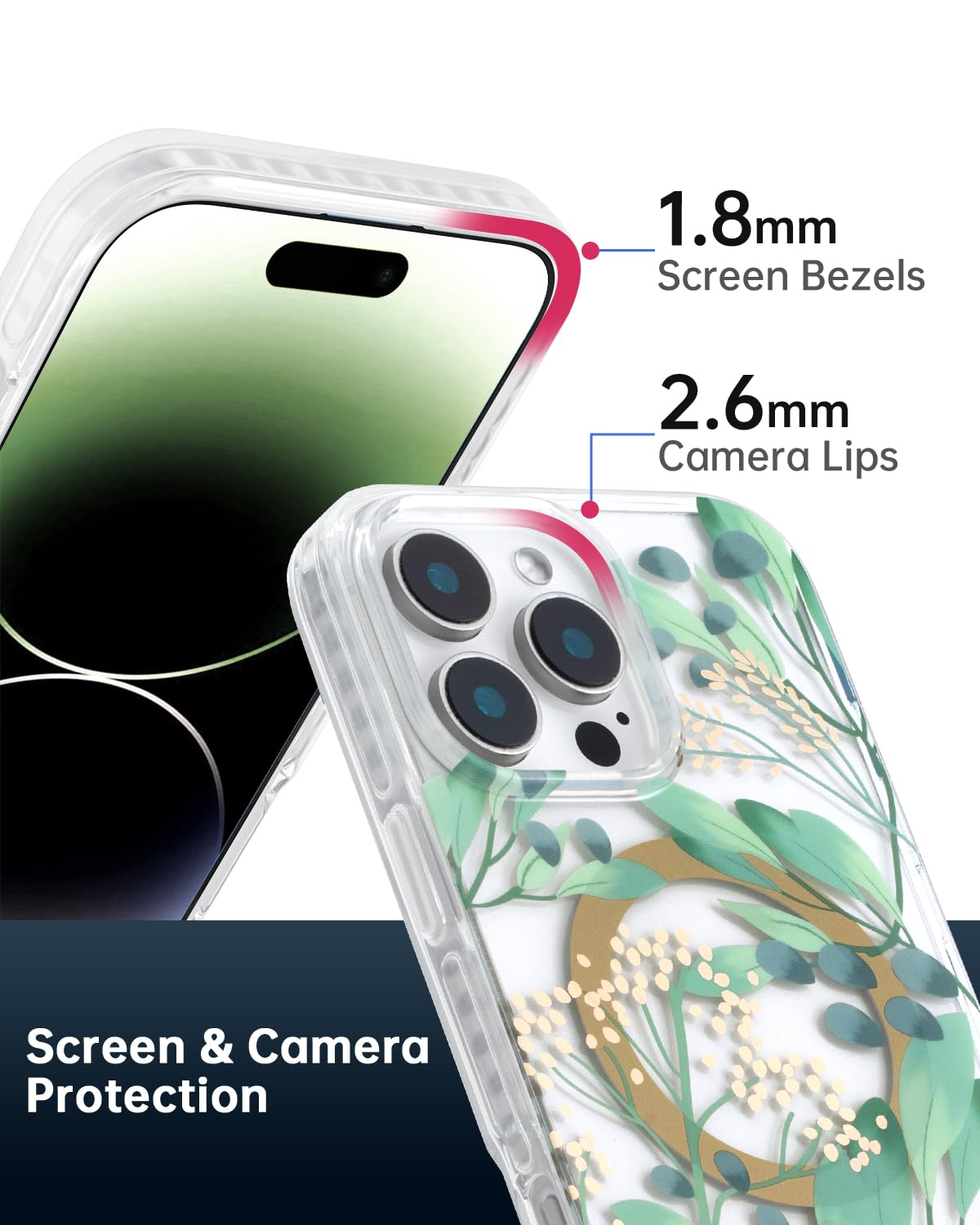 Scorpify For Iphone 16 Pro Case [Compatible With Magsafe] With Summer Meadow Floral Design, Cute Clear Flower Magnetic Phone Cov