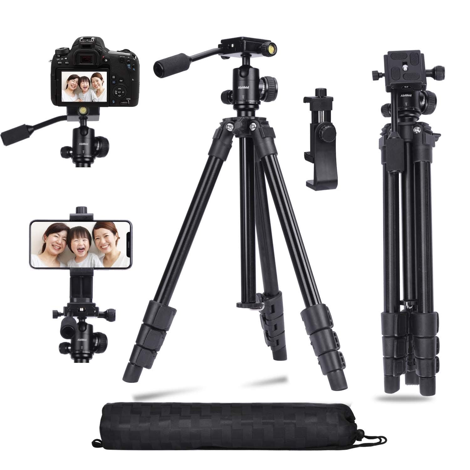 Abithid Camera Tripod For Dslr,Phone Holder Tripod For Camera, Compact Light Video Vlog Blogging Stand With Quick Plate And 360P
