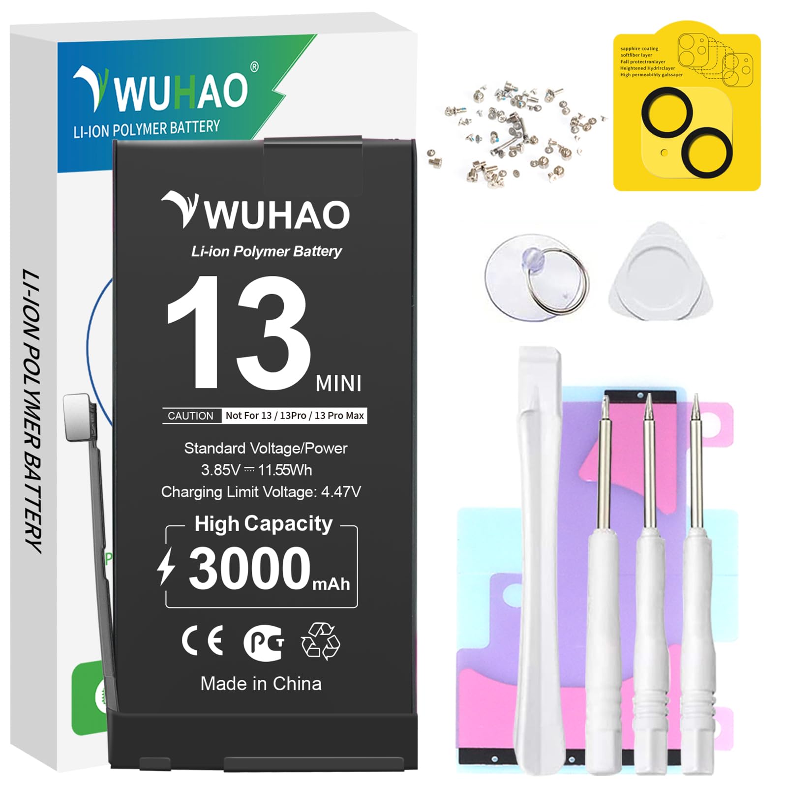 Wuhao For Iphone 13 Mini Battery, [Upgraded] 3000Mah For Iphone 13 Mini A2628 A2481 A2626 A2629 A2630 Replacement Battery With [