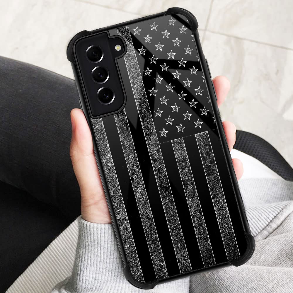 ZHEGAILIAN Samsung Galaxy S21 Phone Case Anti-Scratch Shockproof TPU Organic Glass Gray Flag