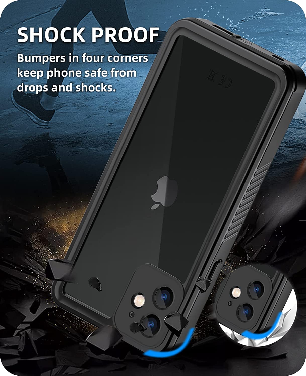 Wifort Iphone 11 Waterproof Case   Built In Screen Protector Water Resistant Cover Protective Drop Protection Hard, Shockproof F