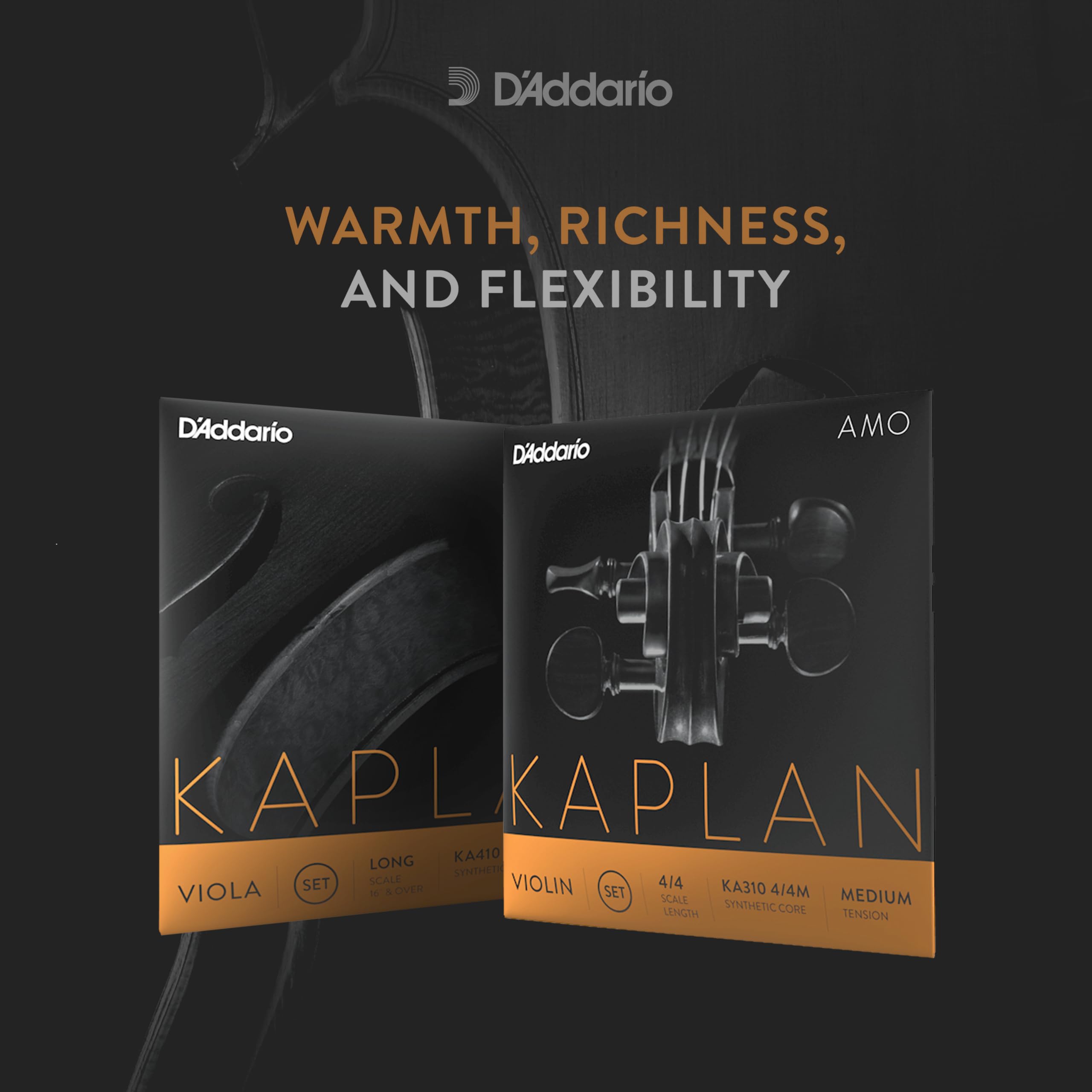 D'Addario Kaplan Amo Violin Strings   Full Set   Ka310 4/4H   Violin Strings   4/4 Scale, Heavy Tension