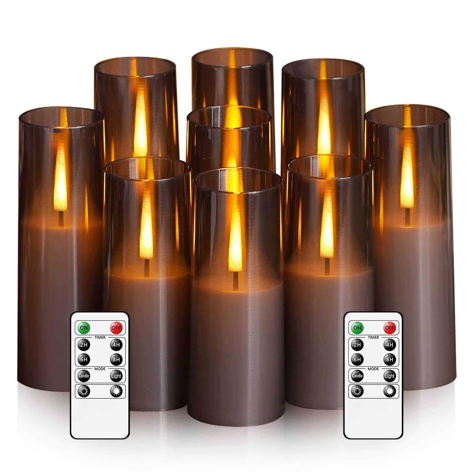 Sasigeiaa Flickering Flameless Candles,Battery Operated, Flameless Candles With Remote, 2/4/6/8 Hour Timer, Realistic Jumping Fl