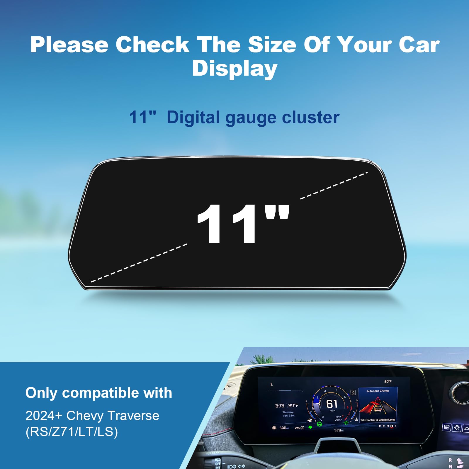 (2Pcs) 2024 Traverse Dashboard Screen Protector For Chevrolet Traverse (Rs/Z71/Lt/Ls) 11 Inch Dashboard,2024 Chevy Traverse Acce