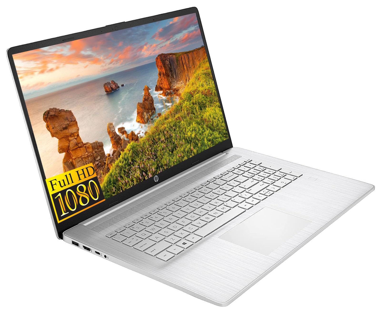 HP 17 inch Laptop for Business and Students, 17.3 FHD Display, AMD Ryzen 5 5500U(Beat i7-11370H), 16GB RAM, 1TB SSD, Fingerprint