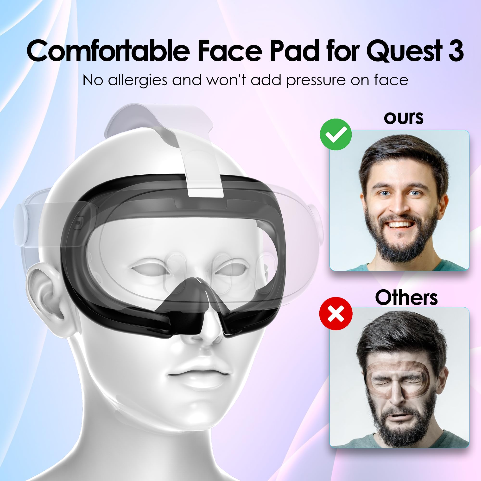Face Pad For Quest 3   Ikwoleti Face Pad For Oculus/Meta Quest 3 Accessories   Light Blocking Face Cover For Quest 3   Washable