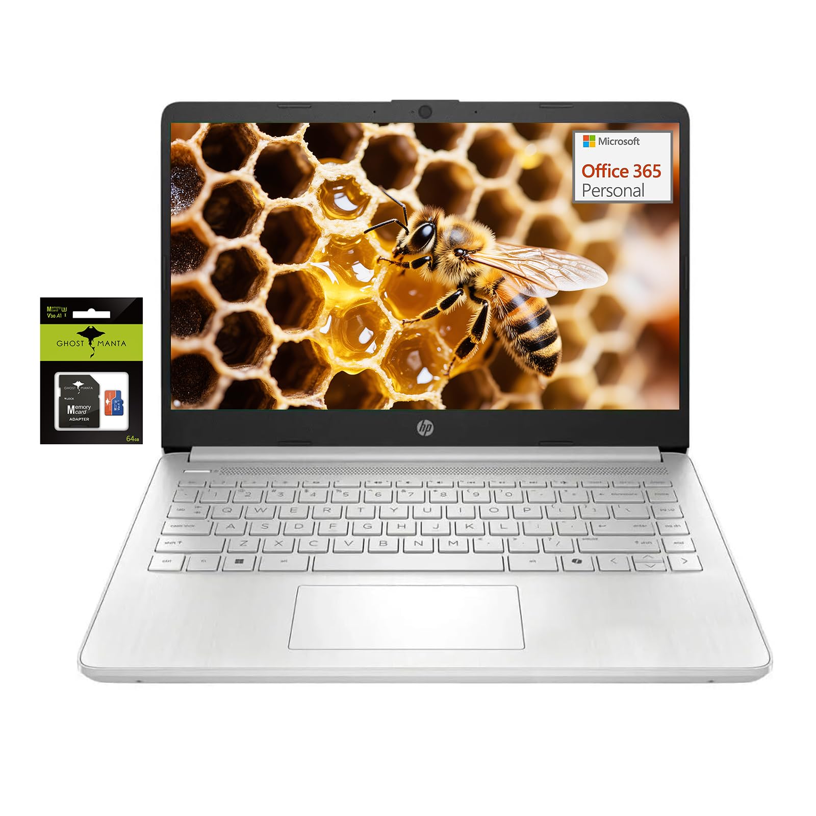 HP 14 Student-Laptop with Copilot AI office365, Quad Core Intel Processor N150(Up to 3.6GHz) 8GB RAM 192GB Storage(128GB UFS + 6