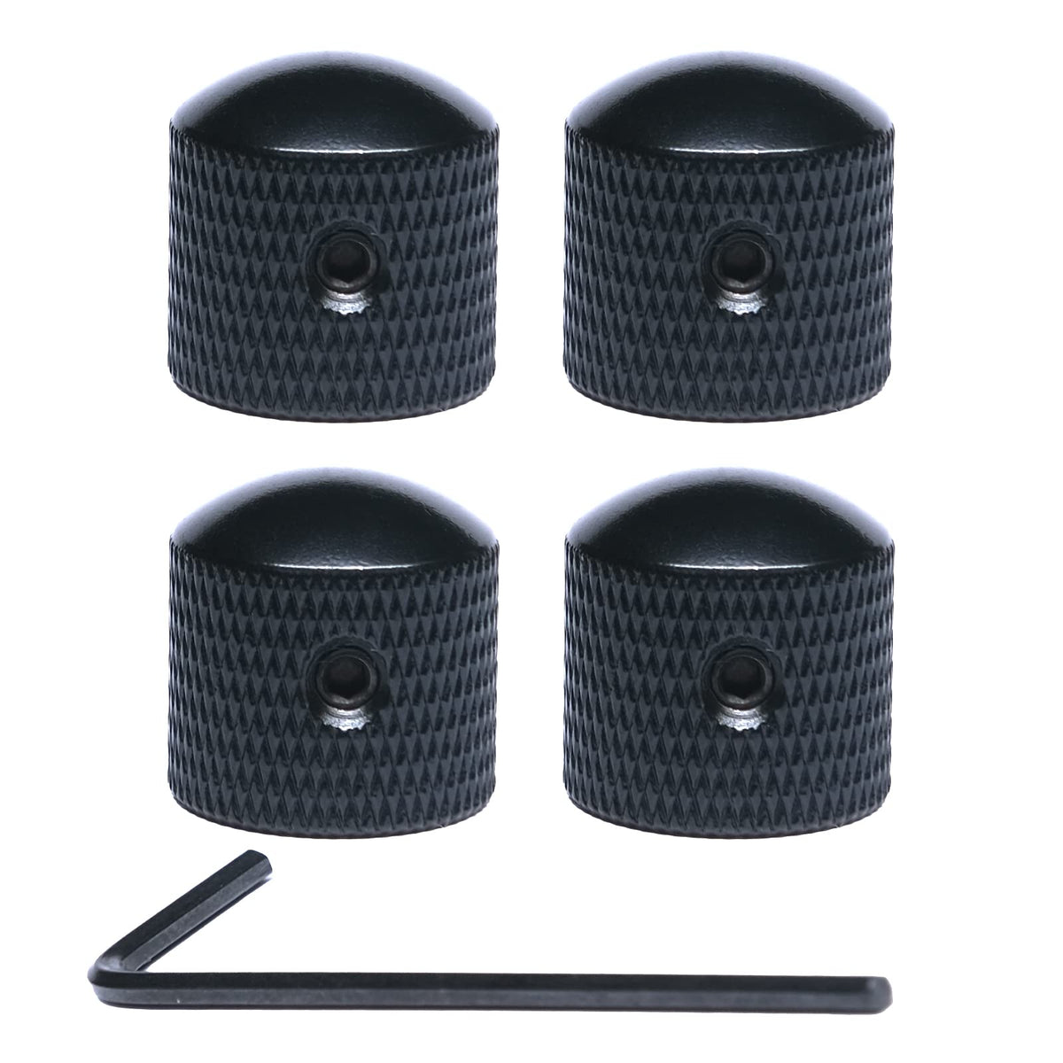 Harpfeas 4 Pcs Metal Volume Tone Dome Tone Guitar Speed Control Knobs With Allen Keys Screws Set For Fender Strat Telecaster Gib