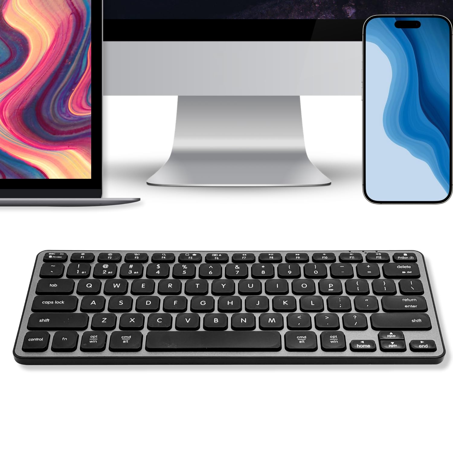 Macally Wireless Bluetooth Keyboard for Mac  Premium Multi Device Connectivity  Compatible Apple Keyboard for MacBook Pro/Air,
