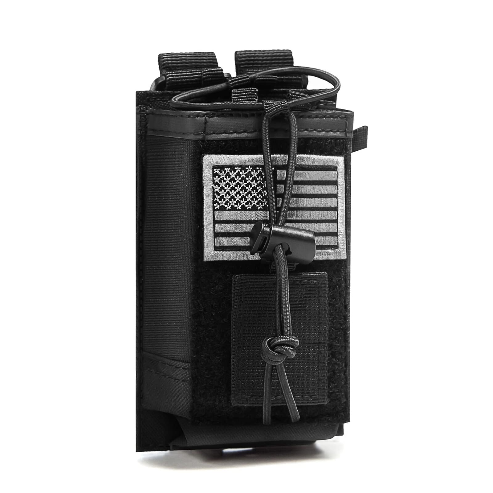 Tactical Molle Radio Holster Holder Case Military Heavy Duty Pouch Bag For Two Ways Walkie Talkies Adjustable Storage With 1 Pack Patch