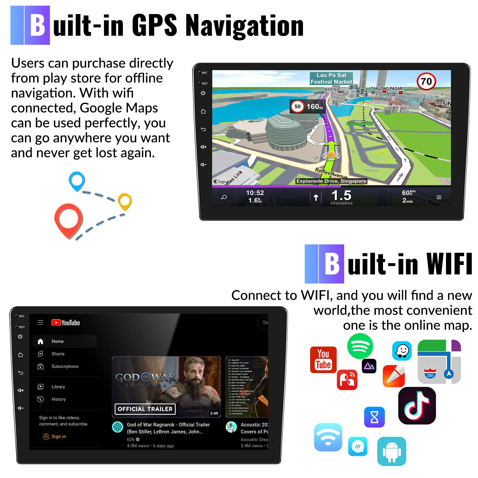 Android 13 Car Stereo For Ford Escape 2007 2012/Mazda Tribute 2007 2012 With Wireless Carplay Android Auto,9'' Touchscreen Car R