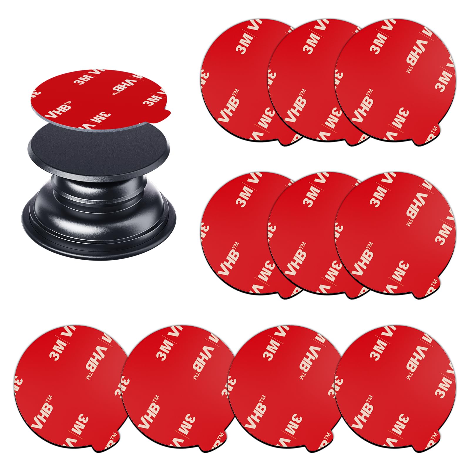 Apps2Car 10 Pack 3M Double Sided Adhesive Pads For Socket Mount Base Circle Adhesive Replacement Vhb Sticky Tape For Phone Colla