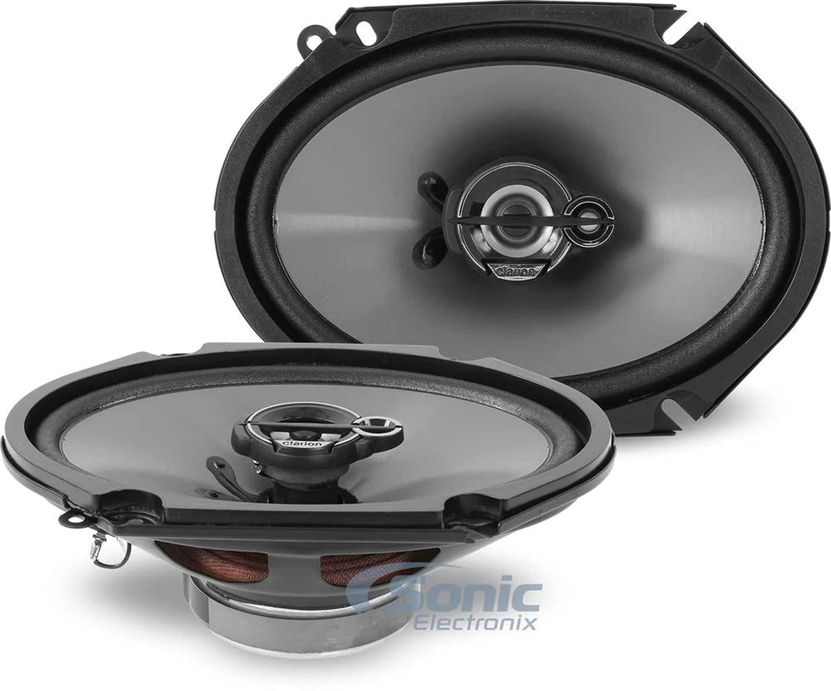 Clarion Mobile Electronics Srg6833C 300 Watt 6 X 8 Inches Good Series Custom Fit Multiaxial 3 Way Car Speakers, Set Of 2