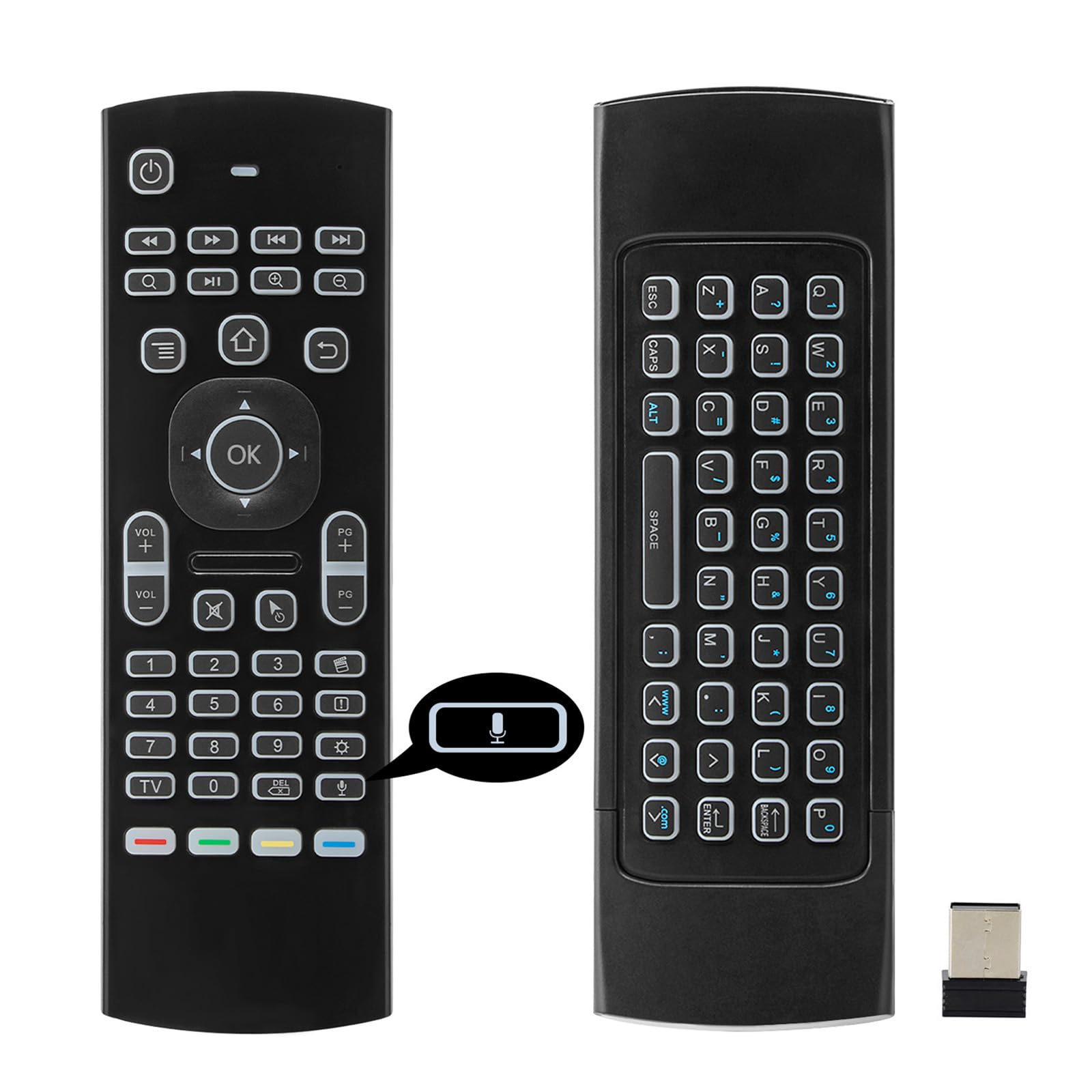 Mx3 Air Mouse Voice Remote Control, 2.4G Multifunctional Blacklight Mini Wireless Keyboard Air Mouse Remote For Android Smart Tv