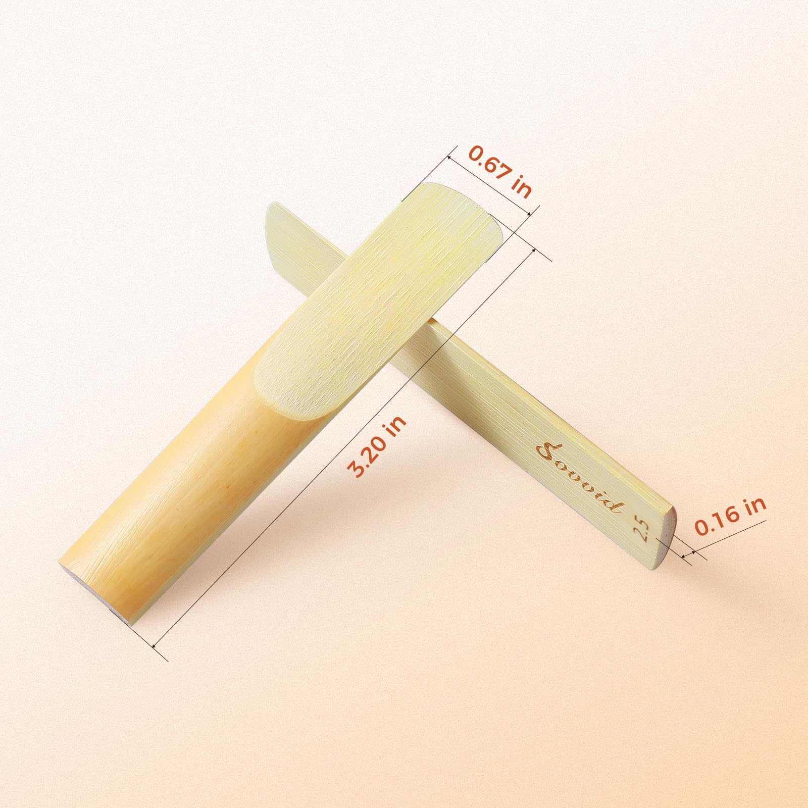 Sovvid Tenor Saxophone Reeds Strength 2.5 With Portable Reed Case, Box Of 10, Individually Packaged Tenor Sax Reeds, Laser Engra