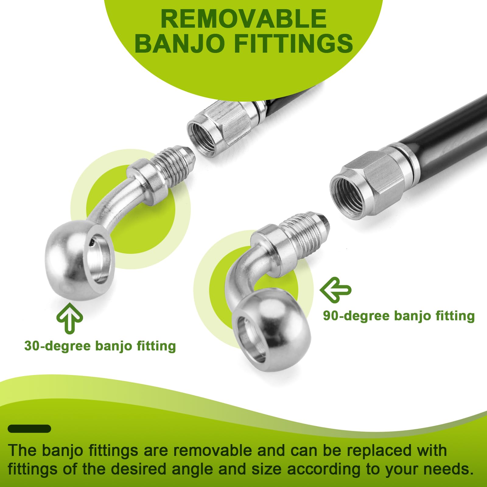 Mofun 44 Extended Length Hydraulic Front Brake Line Kit Non-Abs Stainless Steel Compatible With Harley Sportster Xl883 N/L, Xl12