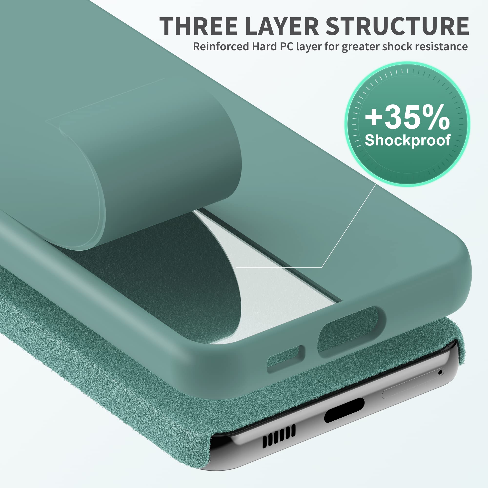 Surphy Designed For Galaxy S23 Case (6.1 Inches 2023 Released) With Camera Protection + Soft Microfiber Lining, Liquid Silicone